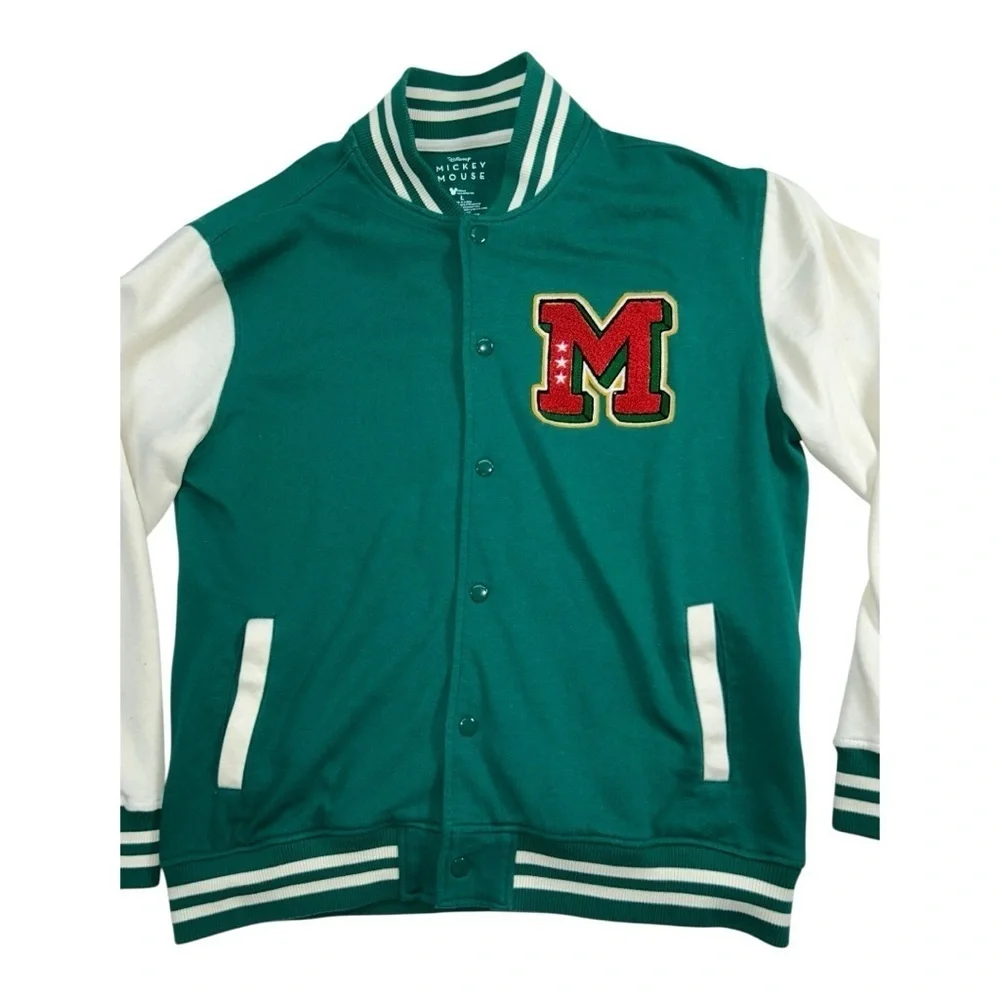 Men’s Mickey Mouse Colorblocked Fleece Varsity Bomber Jacket – Size L - Picture 2 of 13